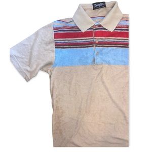 Vintage towel material polo style shirt